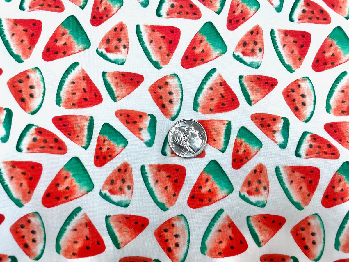 Watermelon Fruit DBP Print #503 Double Brushed Polyester Spandex Apparel Stretch Fabric 190 GSM 58"-60" Wide By The Yard