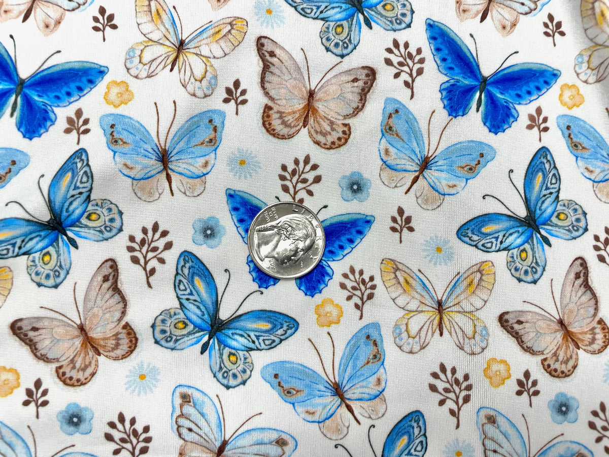 Butterflies DBP Print #489 Double Brushed Polyester Spandex Apparel Stretch Fabric 190 GSM 58"-60" Wide By The Yard