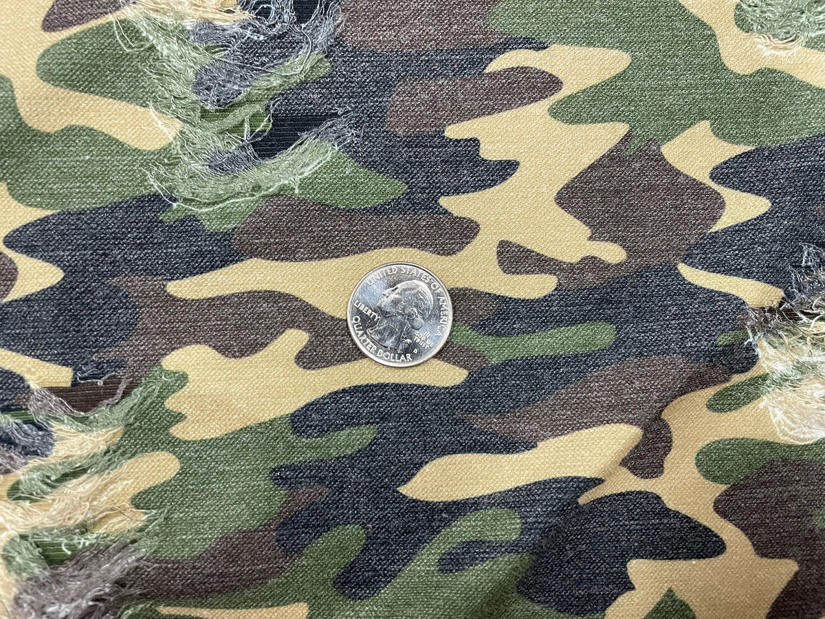 Camouflage Distressed Denim Print #39 Polyester Rayon Spandex Stretch Apparel Fabric 58"-60" Wide By The Yard