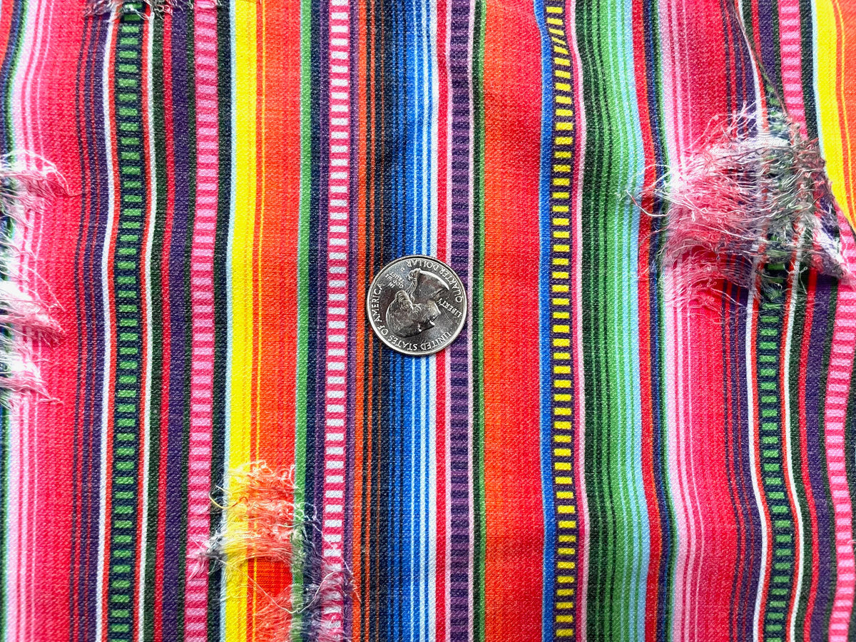 Serape Distressed Denim Print #45 Polyester Rayon Spandex Stretch Apparel Fabric 58"-60" Wide By The Yard