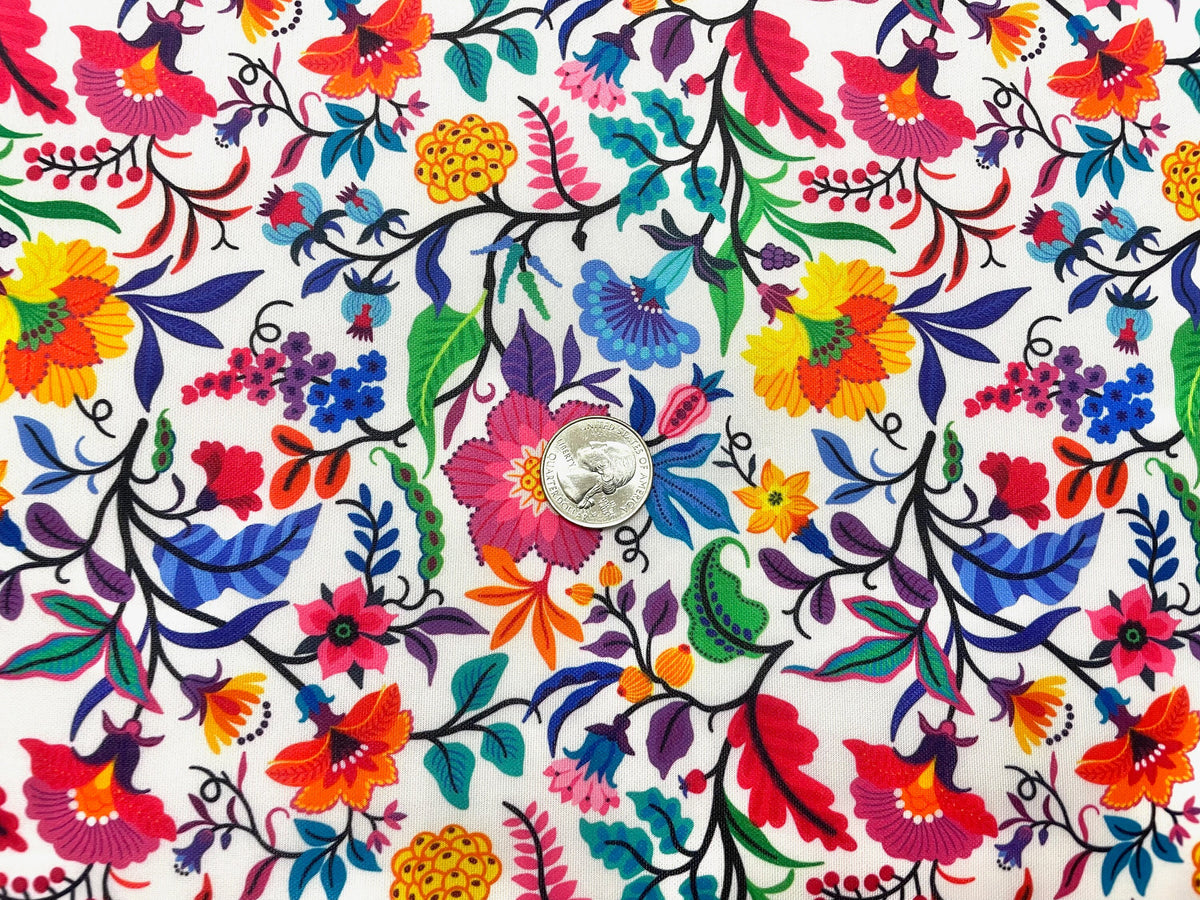 Floral Super Scuba Techno Print #21 Techno Double Knit 2-Way Stretch Fabric Poly Spandex Apparel Craft Fabric 58"-60" Wide By The Yard
