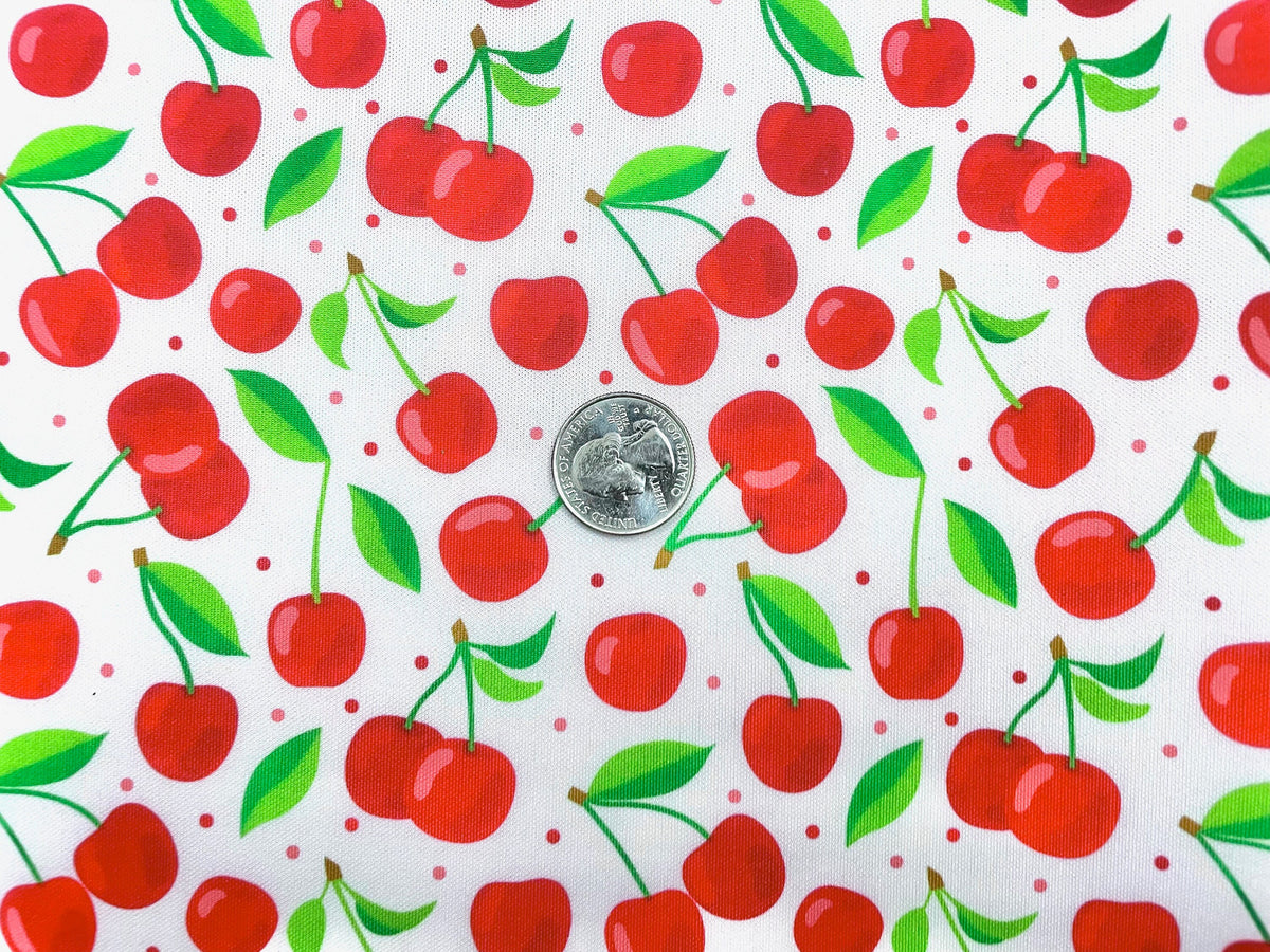 Cherries Super Scuba Techno Print #56 Double Knit 2-Way Stretch Fabric Poly Spandex Apparel Craft Fabric 58"-60" Wide By The Yard