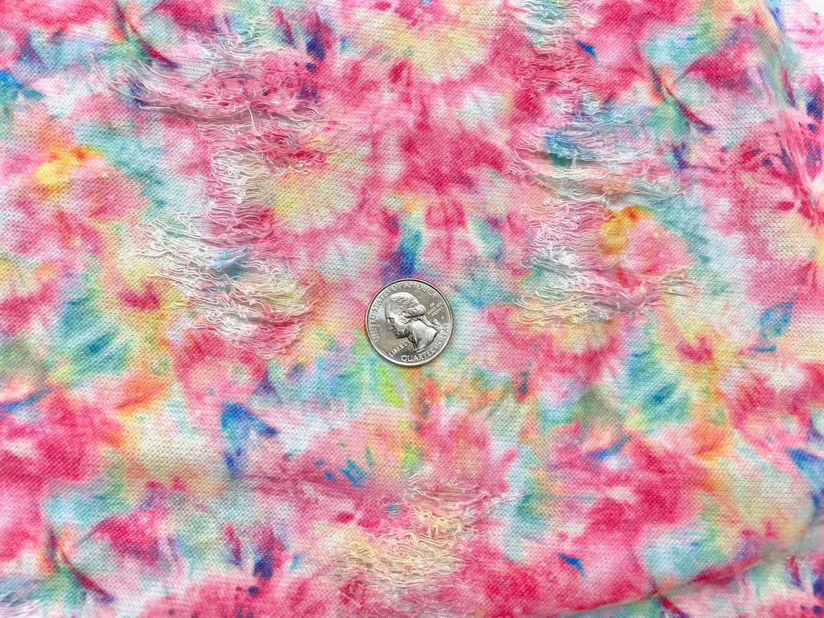 Tie Dye Distressed Denim Print #11 Polyester Rayon Spandex Stretch Apparel Fabric 58"-60" Wide By The Yard