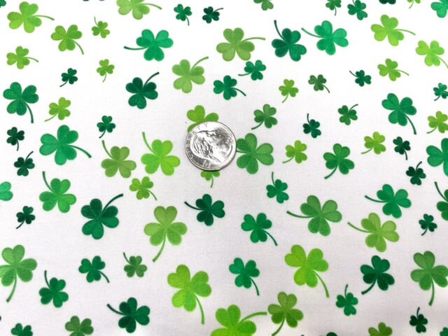 250 GSM DBP Four Leaf Clover St. Patrick's Day Print #719 Double Brushed Polyester Spandex Apparel Stretch Fabric 58"-60" Wide By The Yard