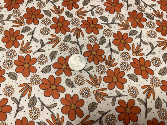 250 GSM DBP Brittany Frost Designs Fall Floral Print #790 Double Brushed Polyester Spandex Apparel Stretch Fabric 58"-60" Wide By The Yard