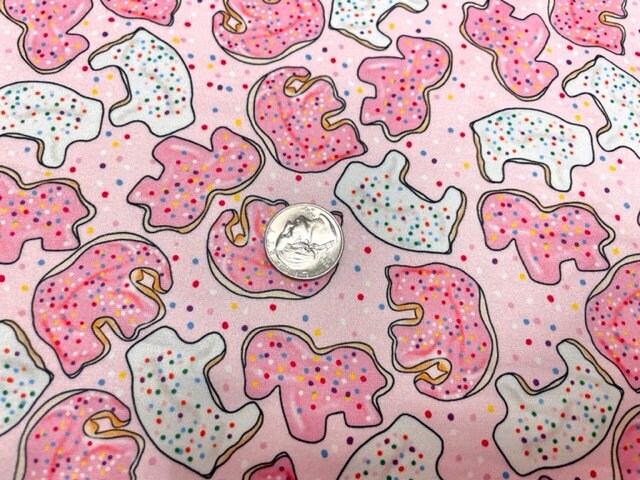 250 GSM DBP Brittany Frost Designs Pink Cookies Print #926 Double Brushed Polyester Spandex Apparel Stretch Fabric 58"-60" Wide By The Yard