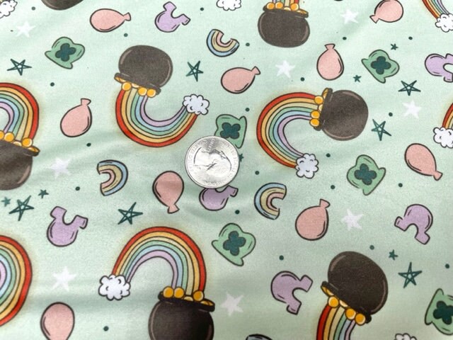 250 GSM DBP Brittany Frost Designs Rainbow Gold Print #938 Double Brushed Polyester Spandex Apparel Stretch Fabric 58"-60" Wide By The Yard
