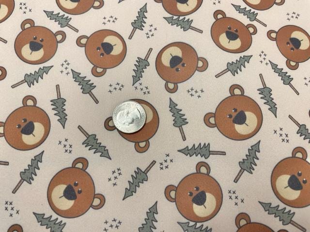 Brittany Frost Designs Baby Bear Super Scuba Techno Print #208 Double Knit Stretch Fabric Poly Spandex Fabric 58"-60" Wide By The Yard