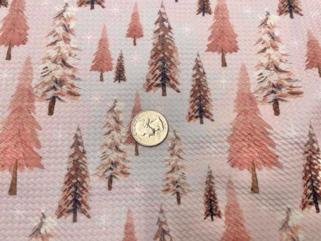 Christmas Tree Xmas Pink Bullet Print #875 Ribbed Scuba Techno Double Knit 2-Way Stretch Poly Spandex Apparel Craft Fabric 58"-60" Wide BTY