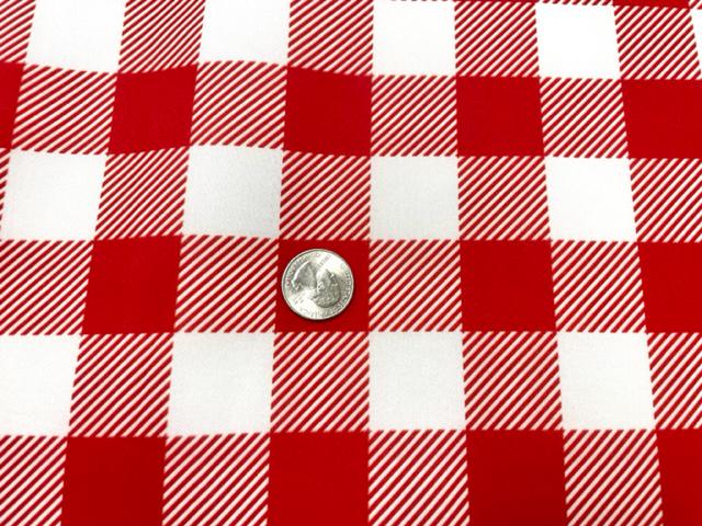 Buffalo Plaid Red White Super Scuba Techno Print #205 Double Knit Stretch Fabric Poly Spandex Apparel Craft Fabric 58"-60" Wide By The Yard