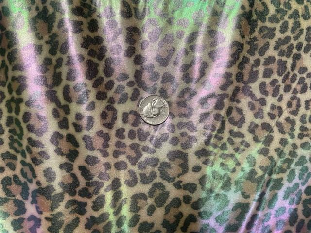 Leopard Spot Holographic Pleather Print #43 Shiny Faux Leather Stretch Vinyl Poly Spandex 190 GSM Fabric 58"-60" Wide By The Yard
