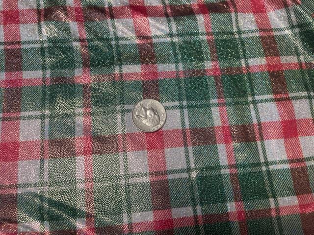 Multi-Color Holiday Plaid Print #38 Shiny Shimmer Stretch Poly Spandex 190 GSM Apparel Craft Fabric 58"-60" Wide By The Yard