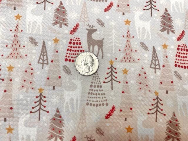 Christmas Tree Deer Bullet Print #876 Ribbed Scuba Techno Double Knit 2-Way Stretch Poly Spandex Apparel Craft Fabric 58"-60" Wide BTY