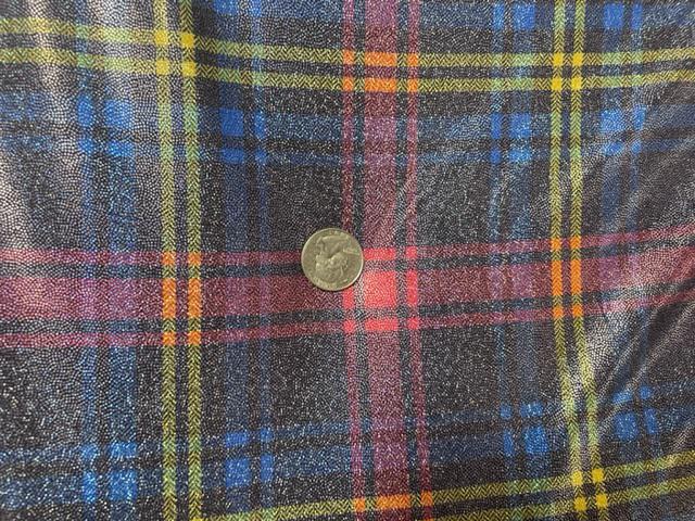 Multi-Color Holiday Plaid Print #35 Shiny Shimmer Stretch Poly Spandex 190 GSM Apparel Craft Fabric 58"-60" Wide By The Yard
