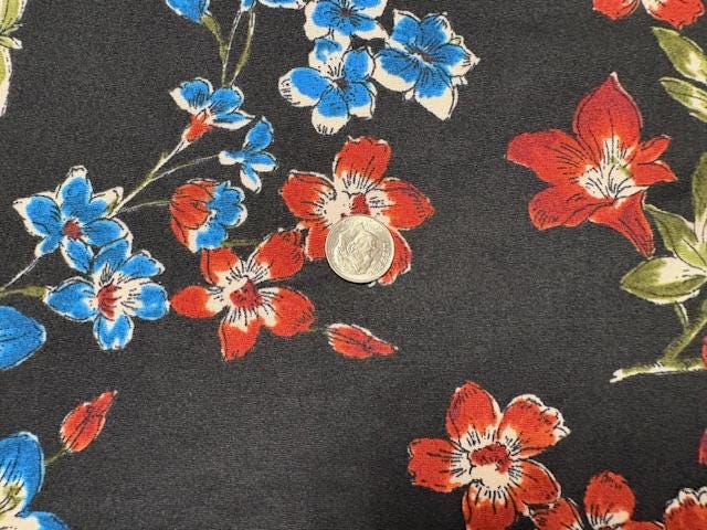 Floral Print DBP Print #958 Double Brushed Polyester Spandex Apparel Stretch Fabric 190 GSM 58"-60" Wide By The Yard