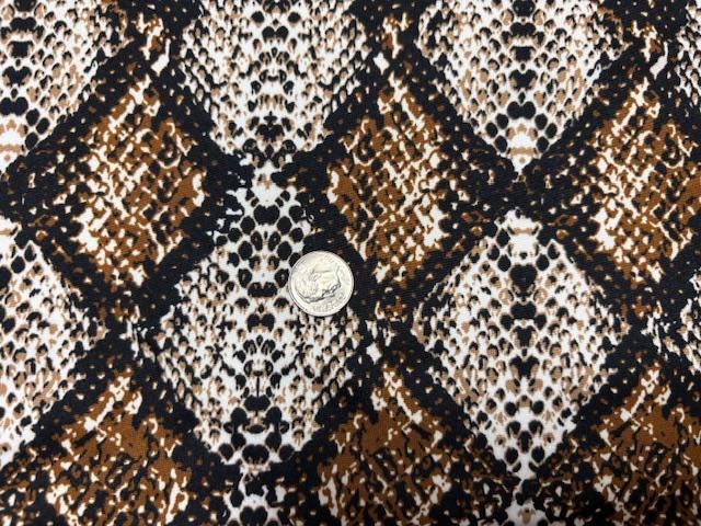 Snakeskin Animal Print DBP Print #978 Double Brushed Polyester Spandex Apparel Stretch Fabric 190 GSM 58"-60" Wide By The Yard