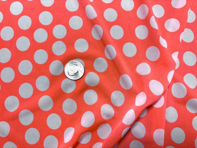 DTY Polka Dot Print #4 Neon Orange Polyester Spandex Apparel Stretch Fabric 190 GSM 58"-60" Wide By The Yard
