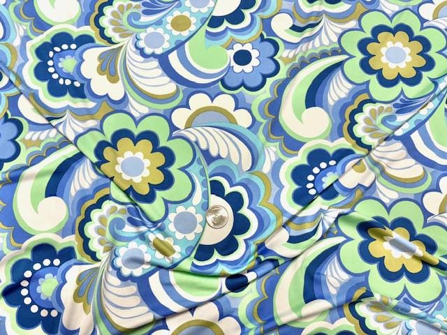 DTY Retro Floral Print #7 Polyester Spandex Apparel Stretch Fabric 190 GSM 58"-60" Wide By The Yard