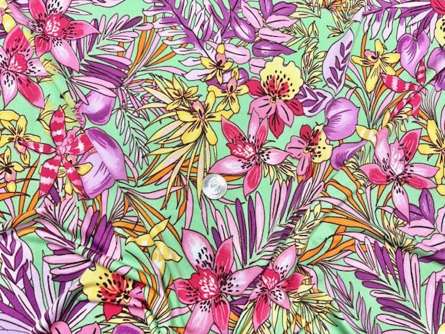 DTY Neon Floral Print #8 Polyester Spandex Apparel Stretch Fabric 190 GSM 58"-60" Wide By The Yard