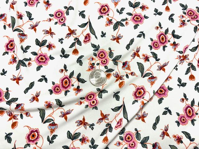 DTY Floral Print #20 Polyester Spandex Apparel Stretch Fabric 190 GSM 58"-60" Wide By The Yard