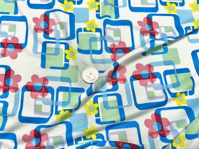 DTY Retro Floral Print #28 Polyester Spandex Apparel Stretch Fabric 190 GSM 58"-60" Wide By The Yard
