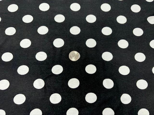 Polka Dot Black Ivory Jersey Knit Print #1 Rayon Spandex Stretch Soft Apparel Fabric 180 GSM 58"-60" Wide By The Yard