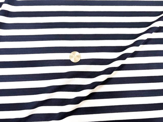 Stripe Navy White Jersey Knit Print #3 Rayon Spandex Stretch Soft Apparel Fabric 180 GSM 58"-60" Wide By The Yard