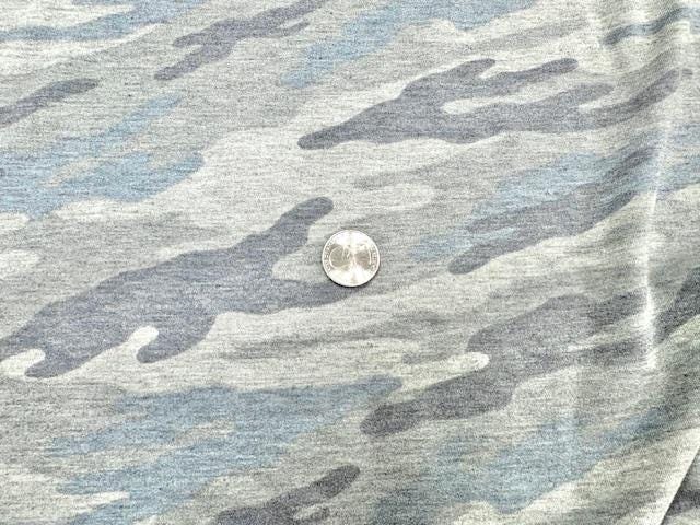 Camouflage French Terry #110 Grays Blues Cotton Polyester Spandex Stretch Apparel Fabric Medium Weight Soft 58"-60" Wide By The Yard
