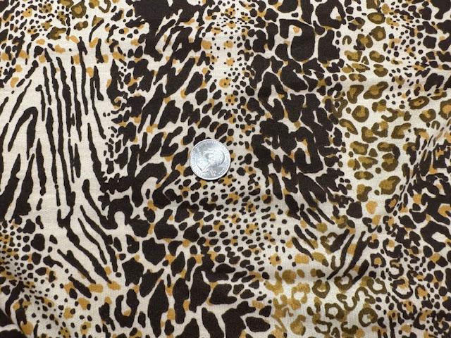 Animal Leopard Spot French Terry #113 Browns Cotton Polyester Spandex Stretch Apparel Fabric Medium Weight Soft 58"-60" Wide By The Yard