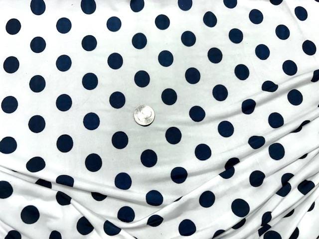 DTY Polka Dot Print #1 Navy White Polyester Spandex Apparel Stretch Fabric 190 GSM 58"-60" Wide By The Yard