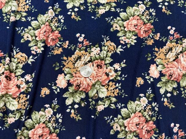 DTY Classic Floral Print #23 Polyester Spandex Apparel Stretch Fabric 190 GSM 58"-60" Wide By The Yard
