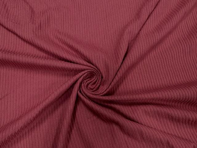 Wine DBP 4X2 Rib Knit #61 Double Brushed Polyester Spandex Stretch 190GSM Apparel Fabric 58"-60" Wide By The Yard