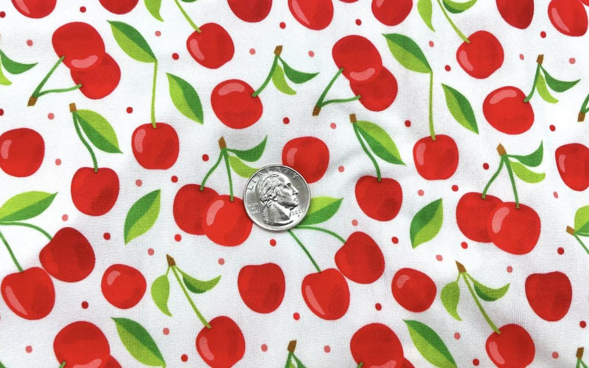 Swimwear Fabric Cherries Activewear Print #481 Polyester Spandex Stretch By The Yard