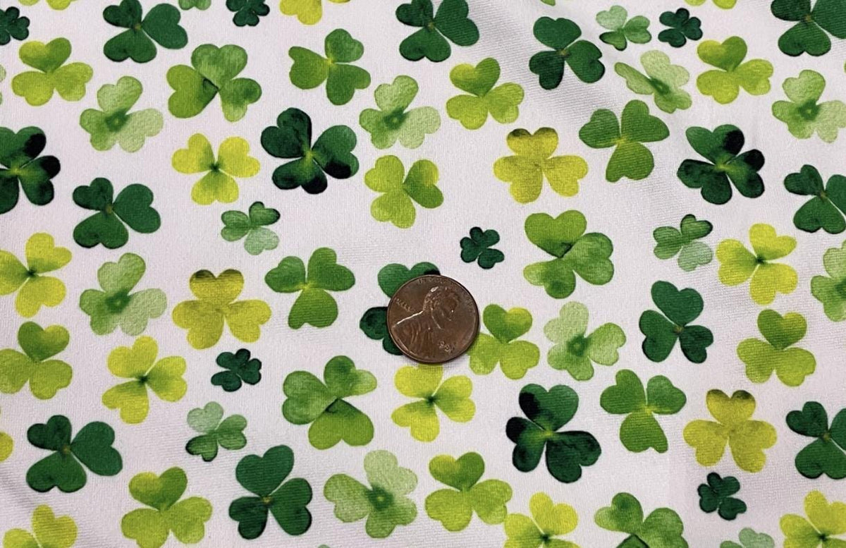 Swimwear Fabric Watercolor Clover Activewear Print #388 Polyester Spandex Stretch By The Yard