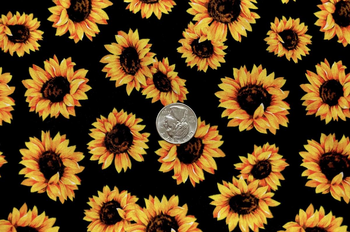 Swimwear Fabric Sunflowers Activewear Print #488 Polyester Spandex Stretch By The Yard