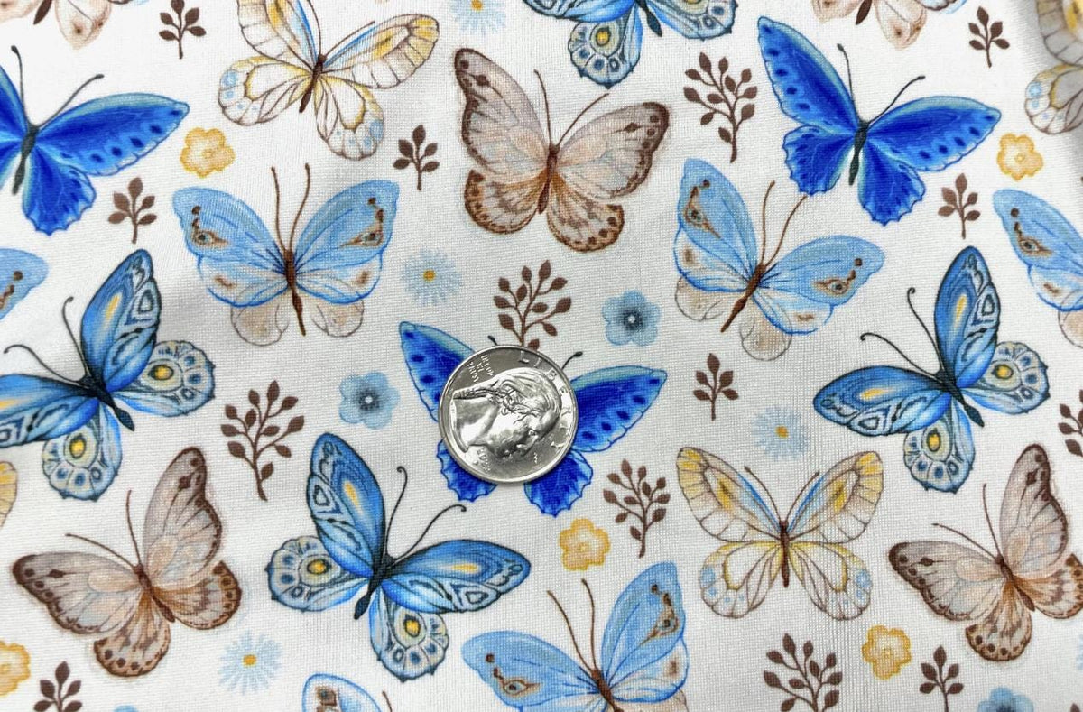 Swimwear Fabric Butterflies Activewear Print #489 Polyester Spandex Stretch By The Yard