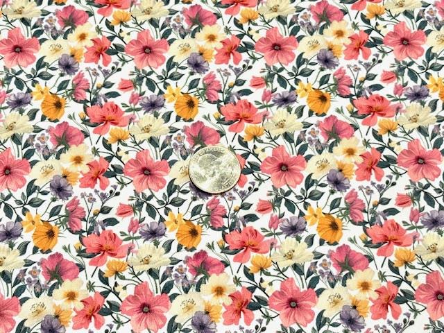 Swimwear Fabric Spring Floral Activewear Print #996 Polyester Spandex Stretch By The Yard