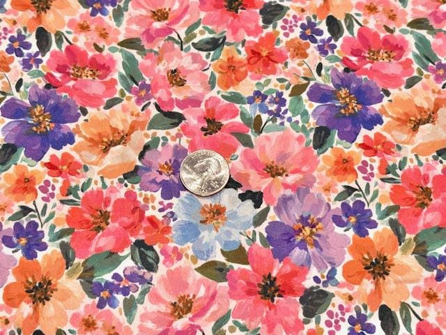 Spring Floral DBP Print #999 Double Brushed Polyester Spandex Apparel Stretch Fabric 190 GSM 58"-60" Wide By The Yard