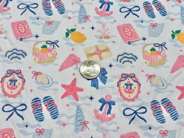 250 GSM DBP Beach And Bows #1009 Double Brushed Polyester Spandex Apparel Stretch Fabric 58"-60" Wide By The Yard