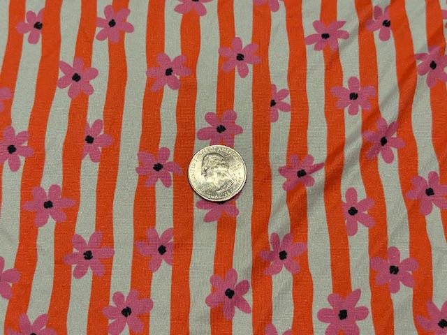 Swimwear Fabric Activewear Floral Stripe Print #1010 Polyester Spandex Stretch By The Yard