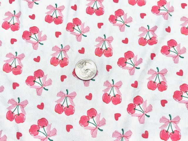 250 GSM DBP Cherries #1014 Double Brushed Polyester Spandex Apparel Stretch Fabric 58"-60" Wide By The Yard