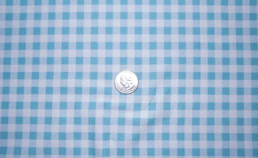 Swimwear Fabric Gingham Light Blue Activewear Print #205 Polyester Spandex Stretch By The Yard