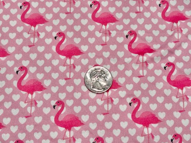 Flamingo Heart DBP Print #1040 Double Brushed Polyester Spandex Apparel Stretch Fabric 190 GSM 58"-60" Wide By The Yard