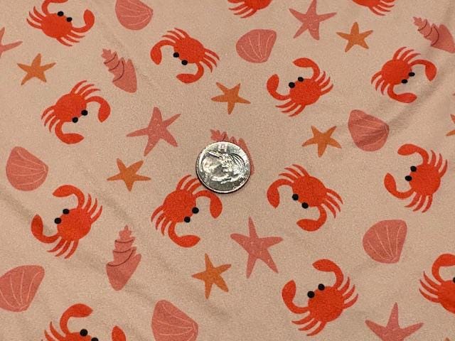 Crabs DBP Print #1041 Double Brushed Polyester Spandex Apparel Stretch Fabric 190 GSM 58"-60" Wide By The Yard