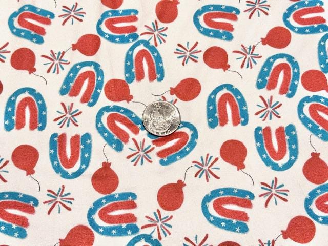 250 GSM DBP Brittany Frost Designs Patriotic Rainbow #1035 Double Brushed Polyester Spandex Apparel Stretch Fabric 58"-60" Wide By The Yard
