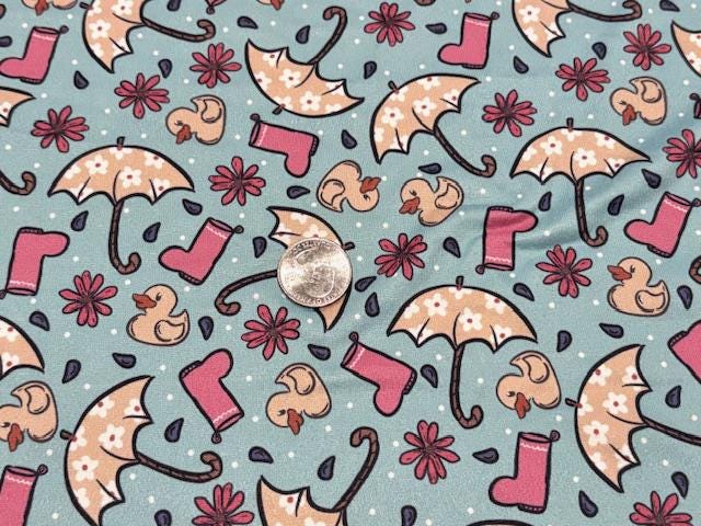 Super Scuba Techno Brittany Frost Designs Umbrellas Print #1021 Knit Stretch Fabric Poly Spandex Apparel Fabric 58"-60" Wide By The Yard