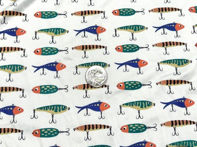 Super Scuba Techno Fishing Lure Print #1045 Knit Stretch Poly Spandex Apparel Fabric 58"-60" Wide By The Yard
