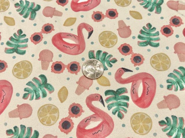 250 GSM DBP Brittany Frost Designs Flamingo Float #1027 Double Brushed Polyester Spandex Apparel Stretch Fabric 58"-60" Wide By The Yard