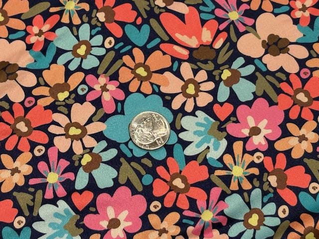 250 GSM DBP Floral Print #1053 Double Brushed Polyester Spandex Apparel Stretch Fabric 58"-60" Wide By The Yard
