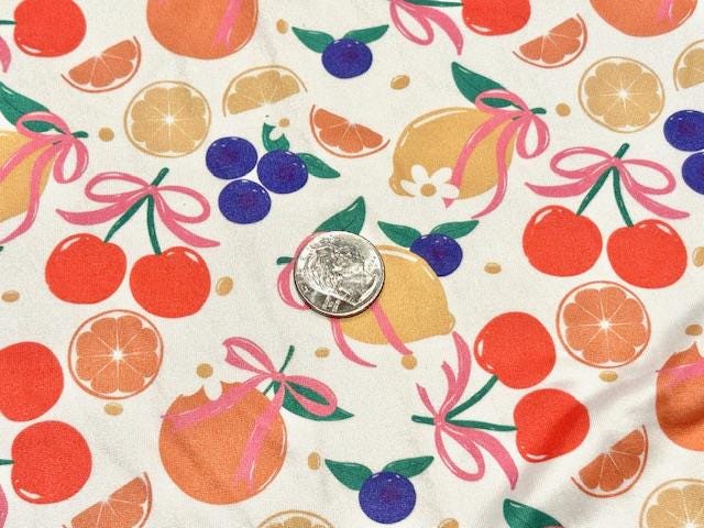 Super Scuba Techno Fruit Print #1047 Knit Stretch Poly Spandex Apparel Fabric 58"-60" Wide By The Yard